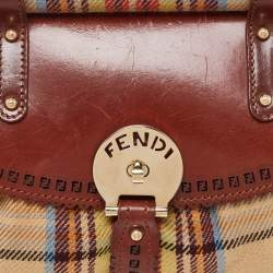 Pre Owned Fendi Multicolor Wool Fabric and Leather Small Magic Top Handle Bag