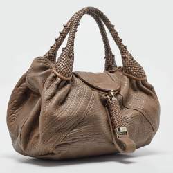 Pre Owned Fendi Grey Leather Spy Hobo