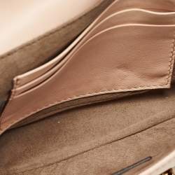 Pre Owned Fendi Peach Leather Mini Be Baguette Flap Shoulder Bag