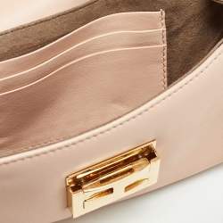 Pre Owned Fendi Peach Leather Mini Be Baguette Flap Shoulder Bag