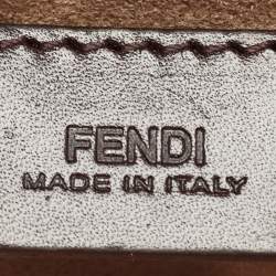 Pre Owned Fendi Peach Leather Mini Be Baguette Flap Shoulder Bag