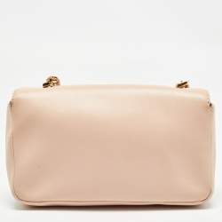 Pre Owned Fendi Peach Leather Mini Be Baguette Flap Shoulder Bag