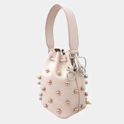 Fendi Pink Calfskin Pearl Studded F is Fendi Mini Mon Tresor Bucket Bag