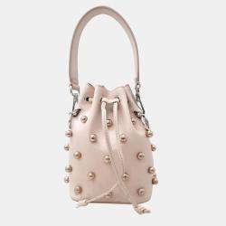 Fendi Pink Calfskin Pearl Studded F is Fendi Mini Mon Tresor Bucket Bag