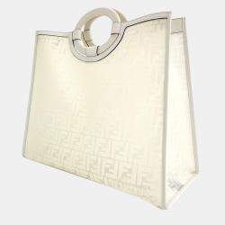 Pre Owned Fendi White Zucca Canvas Runaway Large Bag