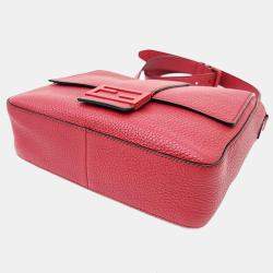 Fendi Baguette Red Leather Medium Messenger Bag 