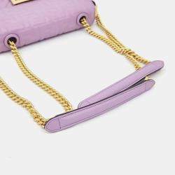 Fendi Purple Leather Baguette Shoulder Bag