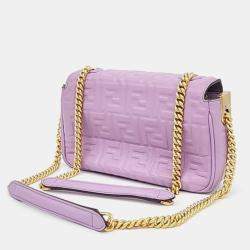 Fendi Purple Leather Baguette Shoulder Bag