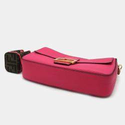Fendi Piink Leather Selleria Baguette Bag w/ Montresor Bag Charm