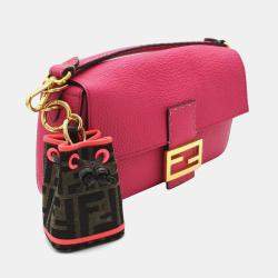 Fendi Piink Leather Selleria Baguette Bag w/ Montresor Bag Charm