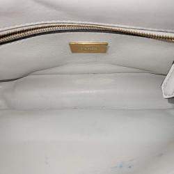 Fendi White Zucca Embossed Leather Baguette Bag 