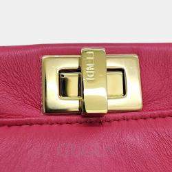 Pre Owned Fendi Beige Leather Peekaboo Mini Handbag