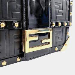 Fendi Black Leather Baguette Trunk Mini Crossbody Bag