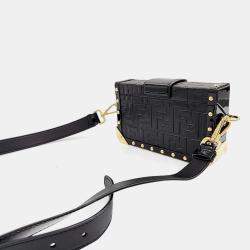 Fendi Black Leather Baguette Trunk Mini Crossbody Bag