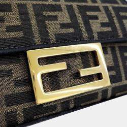 Pre Owned Fendi Brown Fabric Zucca Baguette Mini Top Handle Bag