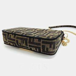 Pre Owned Fendi Brown Fabric Zucca Baguette Mini Top Handle Bag
