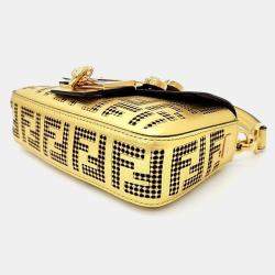 Fendi X Versace Limited Edition Gold Leather Baguette Shoulder Bag
