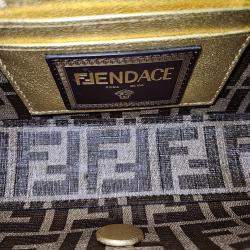 Fendi X Versace Limited Edition Gold Leather Baguette Shoulder Bag
