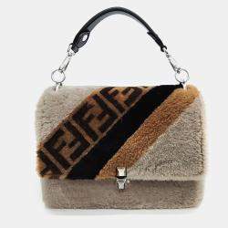 Pre Owned Fendi Multicolor Shearling Kan Crossbody Bag