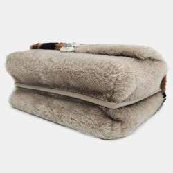 Pre Owned Fendi Multicolor Shearling Kan Crossbody Bag