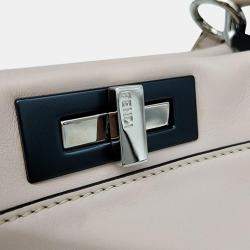 Fendi Neutral Leather Peekaboo Medium Satchel Bag