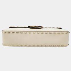 Fendi Ivory Leather Baguette Shoulder Bag