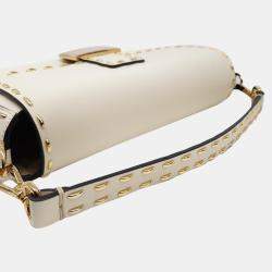 Fendi Ivory Leather Baguette Shoulder Bag