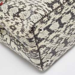 Fendi Black/white Snakeskin Leather Small Flowerland 2Jours Tote