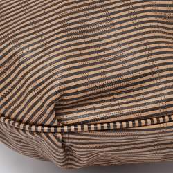 Fendi Brown/Black Stripe Perforated Leather Chef Chain Hobo
