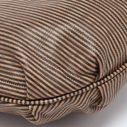 Fendi Brown/Black Stripe Perforated Leather Chef Chain Hobo