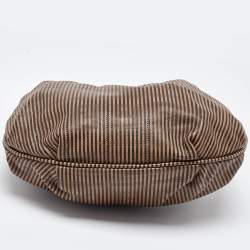 Fendi Brown/Black Stripe Perforated Leather Chef Chain Hobo