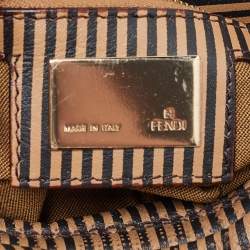 Fendi Brown/Black Stripe Perforated Leather Chef Chain Hobo