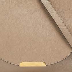 Pre Owned Fendi Beige Leather Flap Crossbody Bag