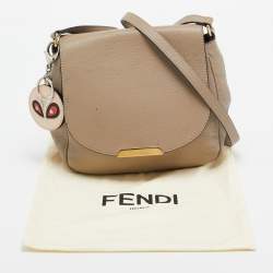 Pre Owned Fendi Beige Leather Flap Crossbody Bag