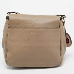 Pre Owned Fendi Beige Leather Flap Crossbody Bag