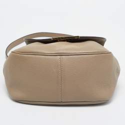 Pre Owned Fendi Beige Leather Flap Crossbody Bag