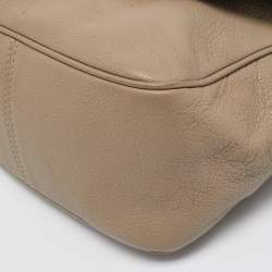 Pre Owned Fendi Beige Leather Flap Crossbody Bag
