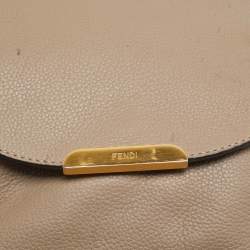 Pre Owned Fendi Beige Leather Flap Crossbody Bag
