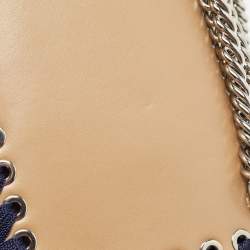 Pre Owned Fendi Brown/Blue Leather Studded Mini Kan I Ribbon Whipstitch Shoulder Bag