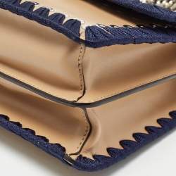 Pre Owned Fendi Brown/Blue Leather Studded Mini Kan I Ribbon Whipstitch Shoulder Bag