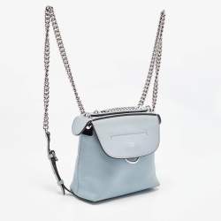 Pre Owned Fendi Blue Leather and Fur Mini Back To School Backpack