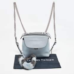 Pre Owned Fendi Blue Leather and Fur Mini Back To School Backpack