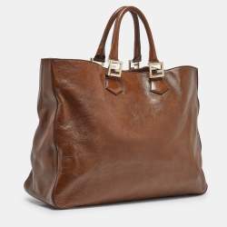 Pre Owned Fendi Brown Leather Twins Tote