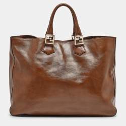 Pre Owned Fendi Brown Leather Twins Tote