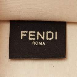 Pre Owned Fendi Brown/Off White Canvas and Patent Leather Medium Sunshine Shopper Tote