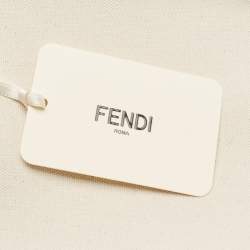 Pre Owned Fendi Brown/Off White Canvas and Patent Leather Medium Sunshine Shopper Tote