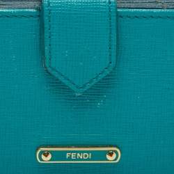 Fendi Green/Teal Leather Elite Accordion Card Holder