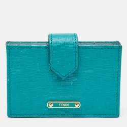 Fendi Green/Teal Leather Elite Accordion Card Holder