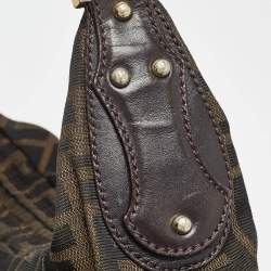 Pre Owned Fendi Tobacco Zucca Canvas and Leather Small Chef Chain Link Hobo