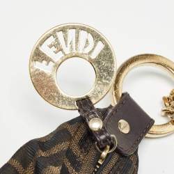 Pre Owned Fendi Tobacco Zucca Canvas and Leather Small Chef Chain Link Hobo